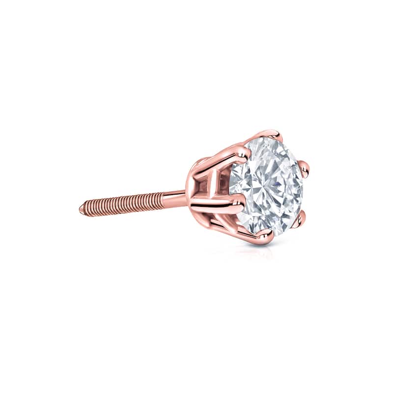 Auriya 14k Gold 1/2ct TDW Round 6-Prong SINGLE STUD (1) Diamond Earring