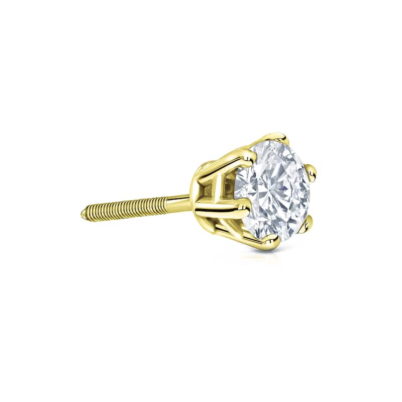 Auriya 14k Gold 1/2ct TDW Round 6-Prong SINGLE STUD (1) Diamond Earring