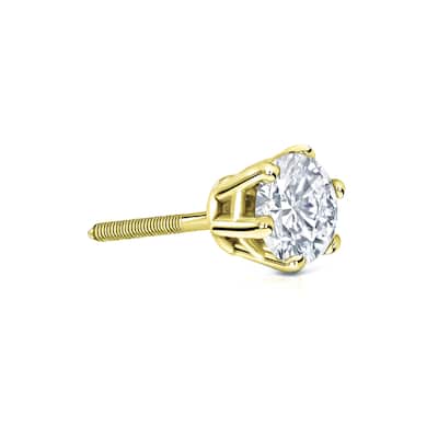 Auriya 14k Gold 1/2ct TDW Round 6-Prong SINGLE STUD (1) Diamond Earring