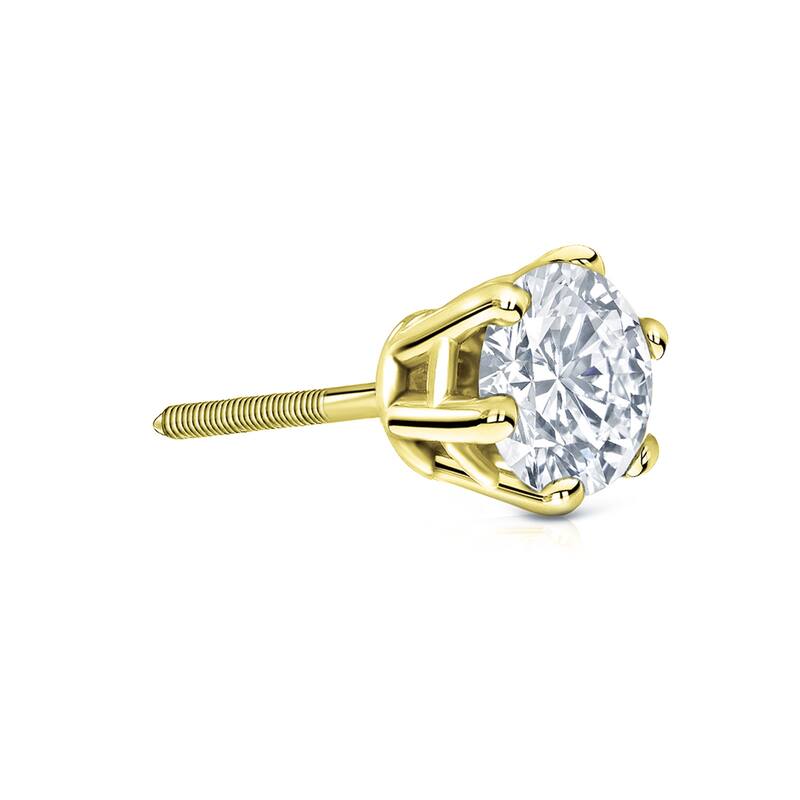 Auriya 14k Gold 3/4ct TDW Round 6-Prong SINGLE STUD (1) Diamond Earring