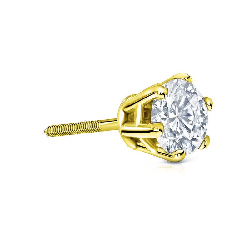 Auriya 1ctw 6-Prong Round Diamond SINGLE STUD (1) Earring 14k Gold