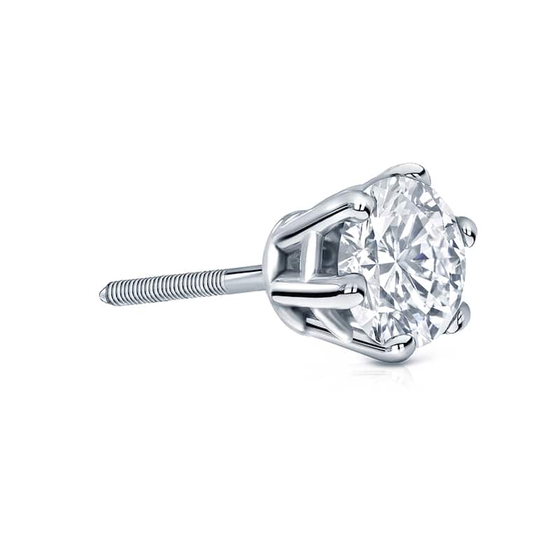 Auriya 1ctw 6-Prong Round Diamond SINGLE STUD (1) Earring 14k Gold