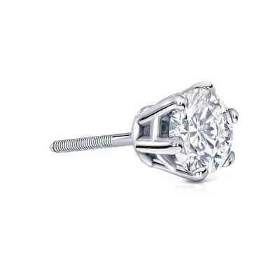 Auriya 1ctw 6-Prong Round Diamond SINGLE STUD (1) Earring 14k Gold