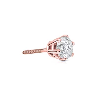 Auriya 14k Gold 1/4ct TDW Round 6-Prong SINGLE STUD (1) Diamond Earring