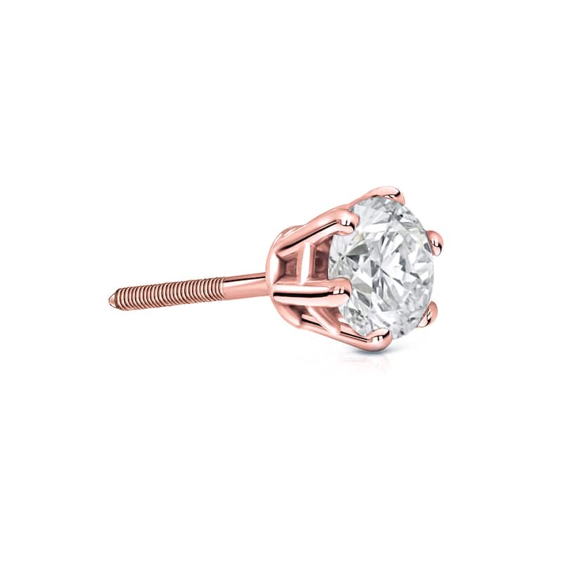 Auriya 14k Gold 1/3ct TDW Round 6-Prong SINGLE STUD (1) Diamond Earring