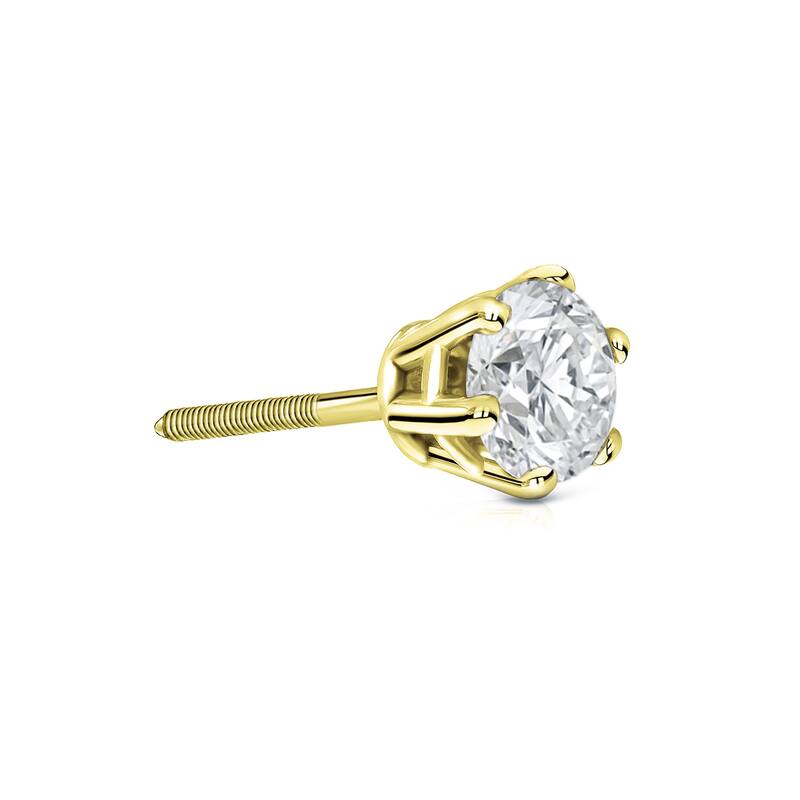 Auriya 14k Gold 1/3ct TDW Round 6-Prong SINGLE STUD (1) Diamond Earring