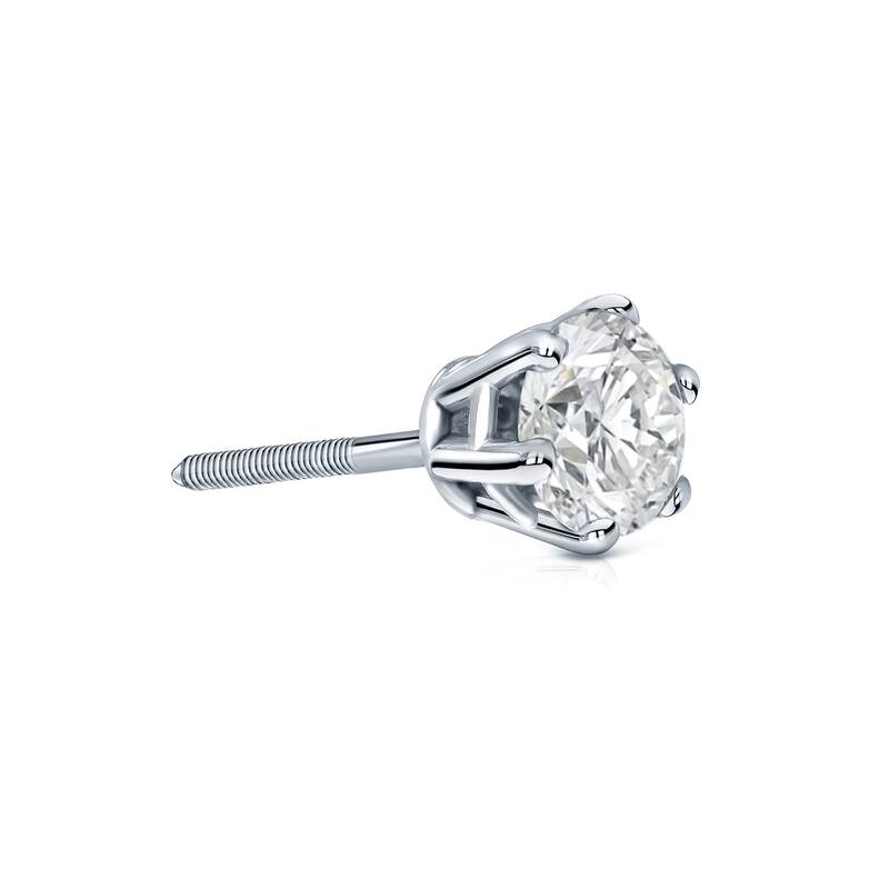 Auriya 14k Gold 1/3ct TDW Round 6-Prong SINGLE STUD (1) Diamond Earring