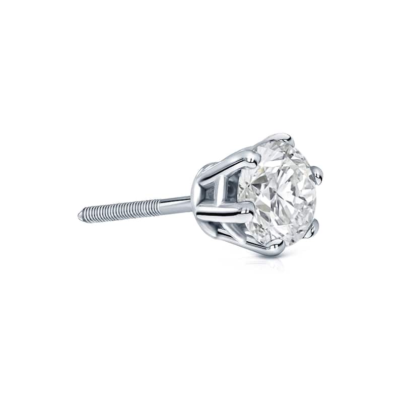 Auriya 14k Gold 1/2ct TDW Round 6-Prong SINGLE STUD (1) Diamond Earring
