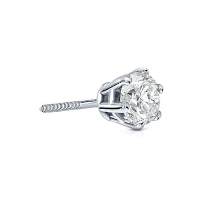 Auriya 14k Gold 1/2ct TDW Round 6-Prong SINGLE STUD (1) Diamond Earring