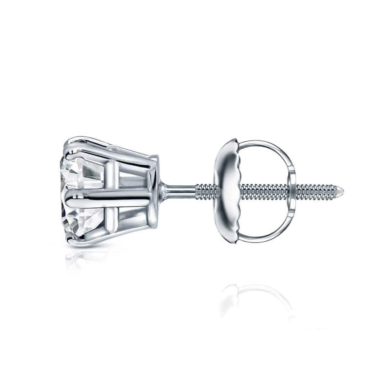 Auriya 1ctw 6-Prong Round Diamond SINGLE STUD (1) Earring 14k Gold