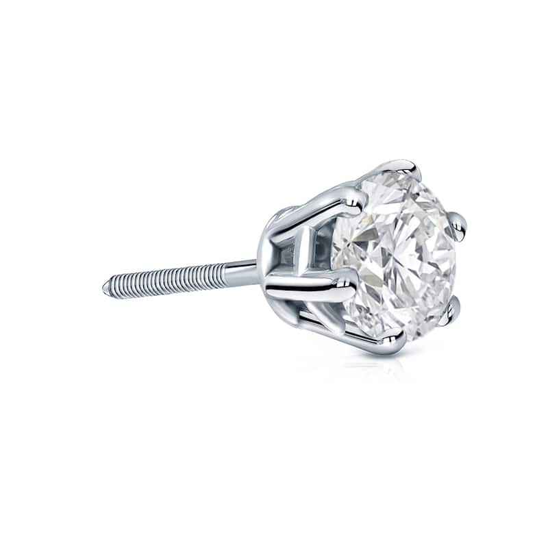 Auriya 1ctw 6-Prong Round Diamond SINGLE STUD (1) Earring 14k Gold