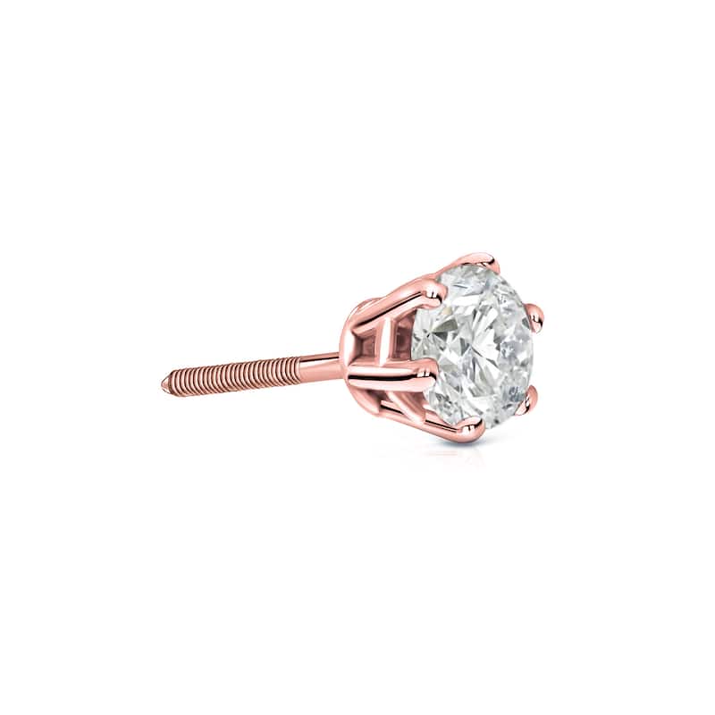 Auriya 1/4ctw Round SINGLE STUD (1) Diamond Earring 14k Gold 6-Prong