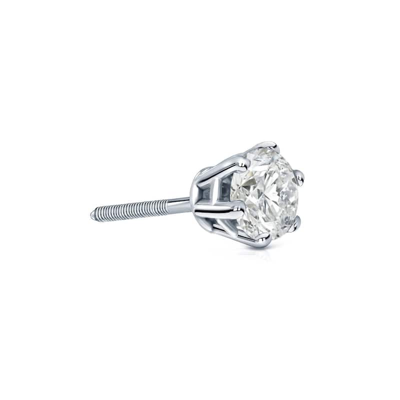 Auriya 1/4ctw Round SINGLE STUD (1) Diamond Earring 14k Gold 6-Prong - White
