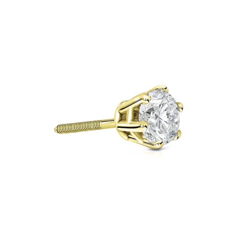 Auriya 1/4ctw Round SINGLE STUD (1) Diamond Earring 14k Gold 6-Prong - Yellow