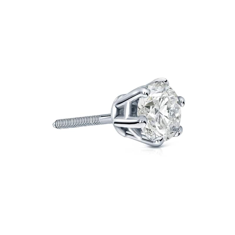 Auriya 14k Gold 1/3ct TDW Round 6-Prong SINGLE STUD (1) Diamond Earring - White