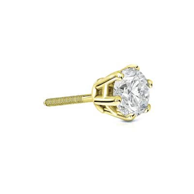 Auriya 14k Gold 1/3ct TDW Round 6-Prong SINGLE STUD (1) Diamond Earring