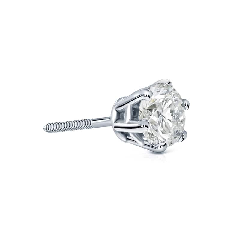 Auriya 14k Gold 1/2ct TDW Round 6-Prong SINGLE STUD (1) Diamond Earring
