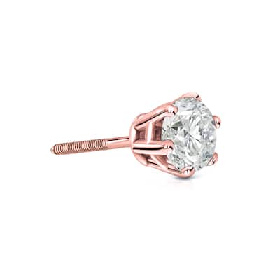 Auriya 14k Gold 1/2ct TDW Round 6-Prong SINGLE STUD (1) Diamond Earring
