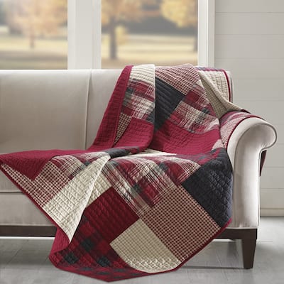 Woolrich Sunset Red Cotton Thread Count Printed Quilted Throw