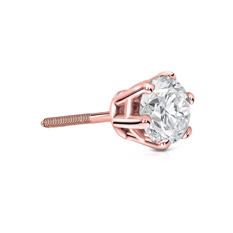 Auriya 14k Gold 3/4ct TDW Round 6-Prong SINGLE STUD (1) Diamond Earring