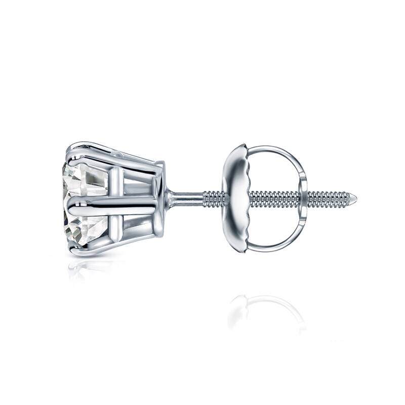 Auriya 14k Gold 1ct TDW Round 6-Prong SINGLE STUD (1) Diamond Earring