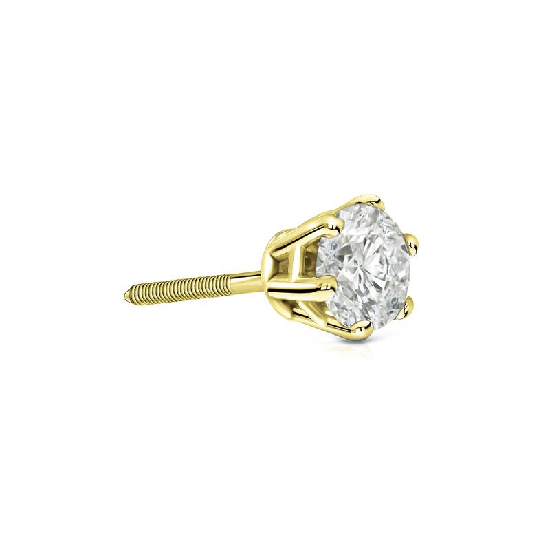 Auriya 14k Gold 1/4ct TDW Round 6-Prong SINGLE STUD (1) Diamond Earring - Yellow