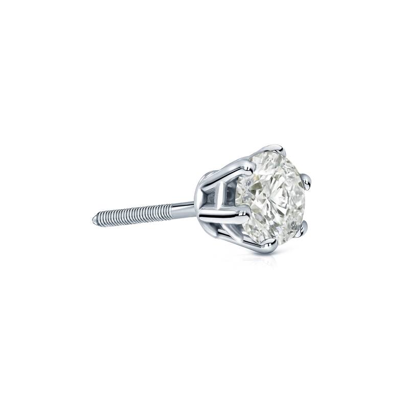 Auriya 14k Gold 1/4ct TDW Round 6-Prong SINGLE STUD (1) Diamond Earring - White