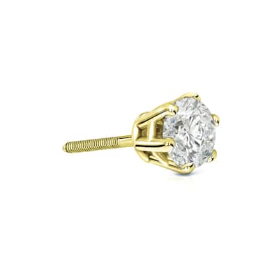 Auriya 1/3ctw Round SINGLE STUD (1) Diamond Earring 14k Gold 6-Prong