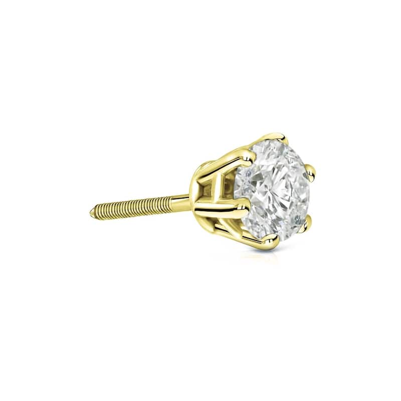 Auriya 1/3ctw Round SINGLE STUD (1) Diamond Earring 14k Gold 6-Prong