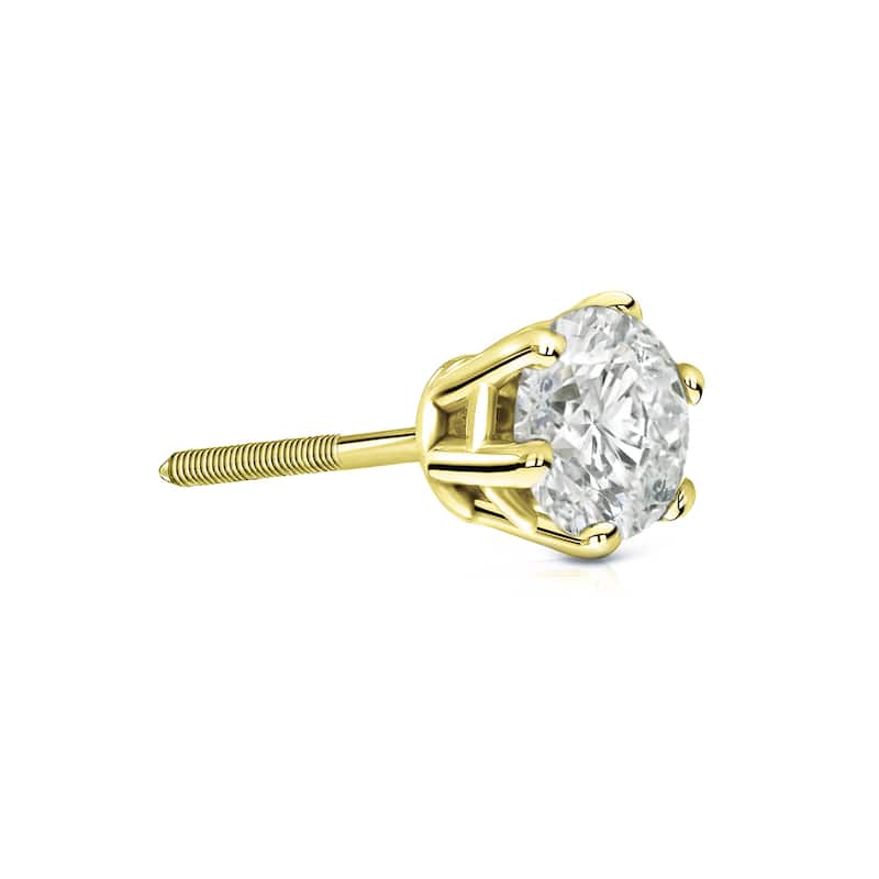 Auriya 1/2ctw 6-Prong Round Diamond SINGLE STUD (1) Earring 14k Gold