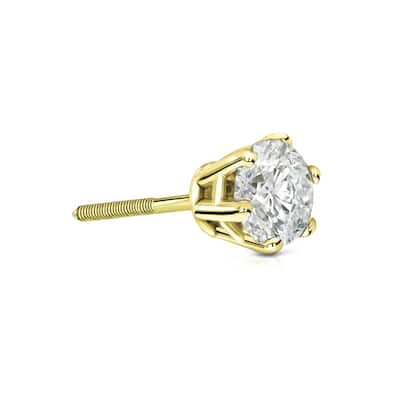 Auriya 1/2ctw 6-Prong Round Diamond SINGLE STUD (1) Earring 14k Gold