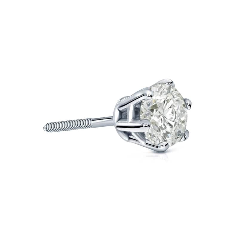 Auriya 1/2ctw 6-Prong Round Diamond SINGLE STUD (1) Earring 14k Gold - White