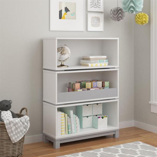 Ameriwood Home Leni White/ Light Slate Grey Storage Bookcase by Cosco ...
