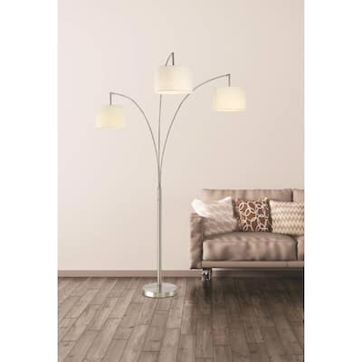 Artiva USA Lumiere Modern LED 3-arched Brushed Steel 80-inch Floor Lamp with Dimmer