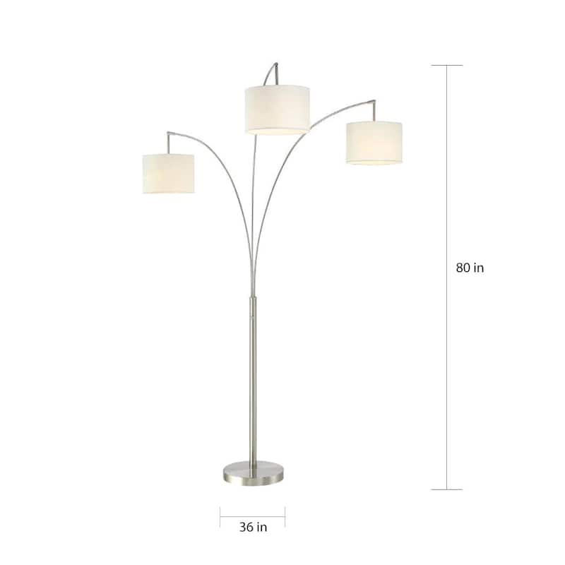 Artiva USA Lumiere Modern LED 3-arched Brushed Steel 80-inch Floor Lamp with Dimmer - N/A