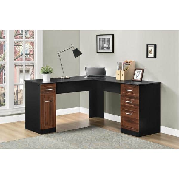 Shop Ameriwood Home Avalon Cherry Black L Desk Free Shipping