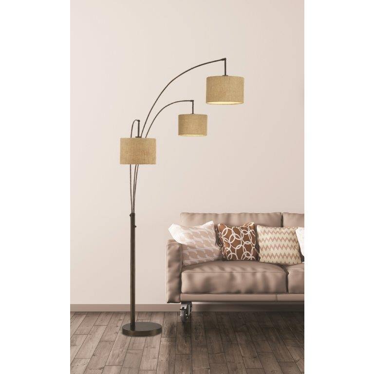 Artiva Lumiere Antique Bronze LED 80" 3-arched Floor Lamp with Dimmer