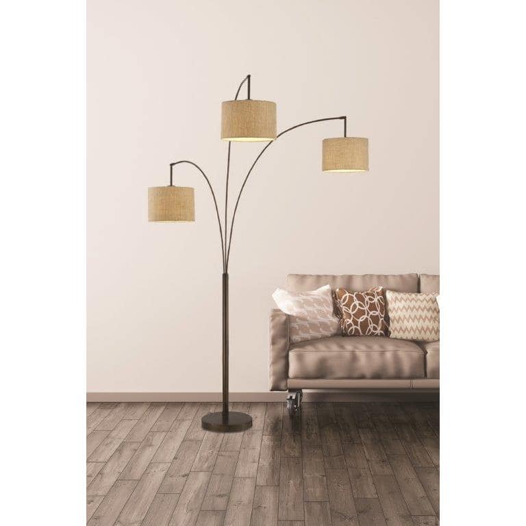 Artiva Lumiere Antique Bronze LED 80" 3-arched Floor Lamp with Dimmer