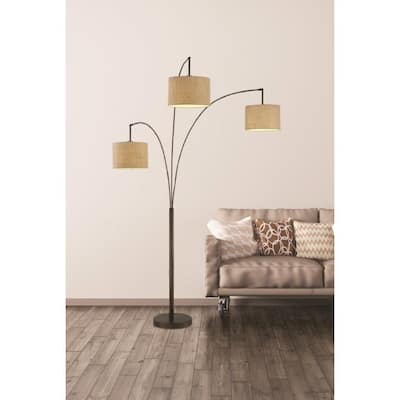 Artiva USA Lumiere Modern Antique Bronze LED 80-inch 3-arched Floor Lamp with Dimmer - N/A