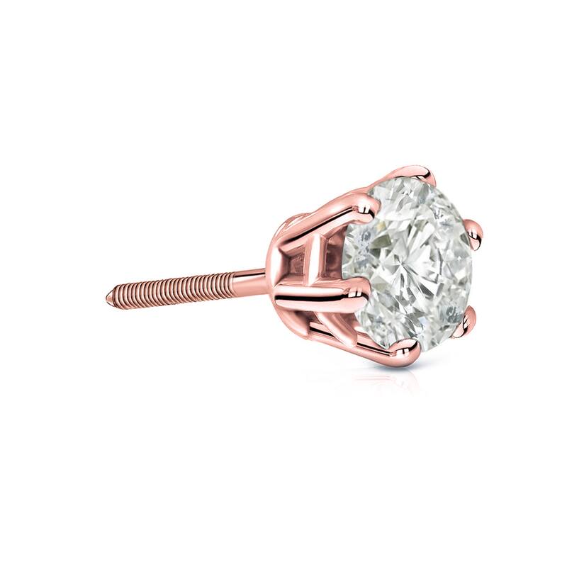 Auriya 14k Gold 1ct TDW Round 6-Prong SINGLE STUD (1) Diamond Earring