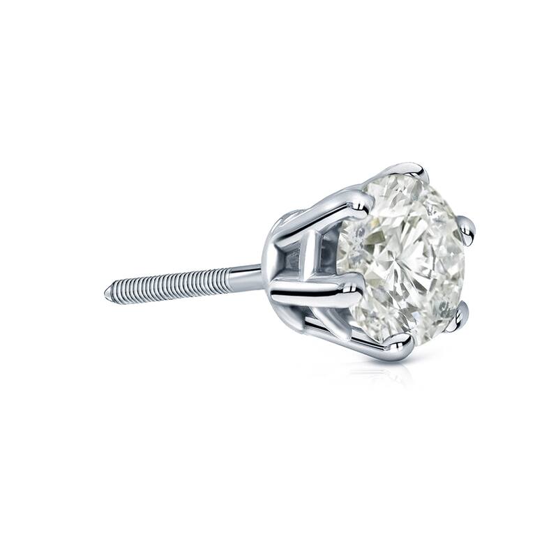 Auriya 14k Gold 1ct TDW Round 6-Prong SINGLE STUD (1) Diamond Earring