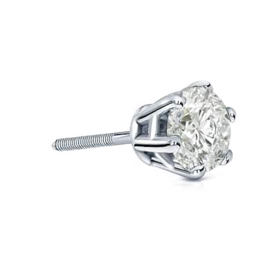 Auriya 14k Gold 1ct TDW Round 6-Prong SINGLE STUD (1) Diamond Earring