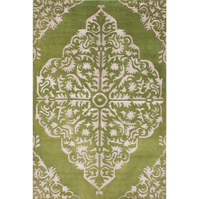 Hand-knotted La Seda Turquoise Silk, Wool Rug