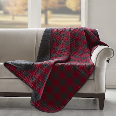 Woolrich Check Red Cotton Thread Count Printed Quilted Throw