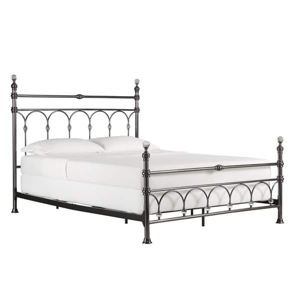 Florence Double White Metal Bed Frame With Crystal Finials - Bed Western
