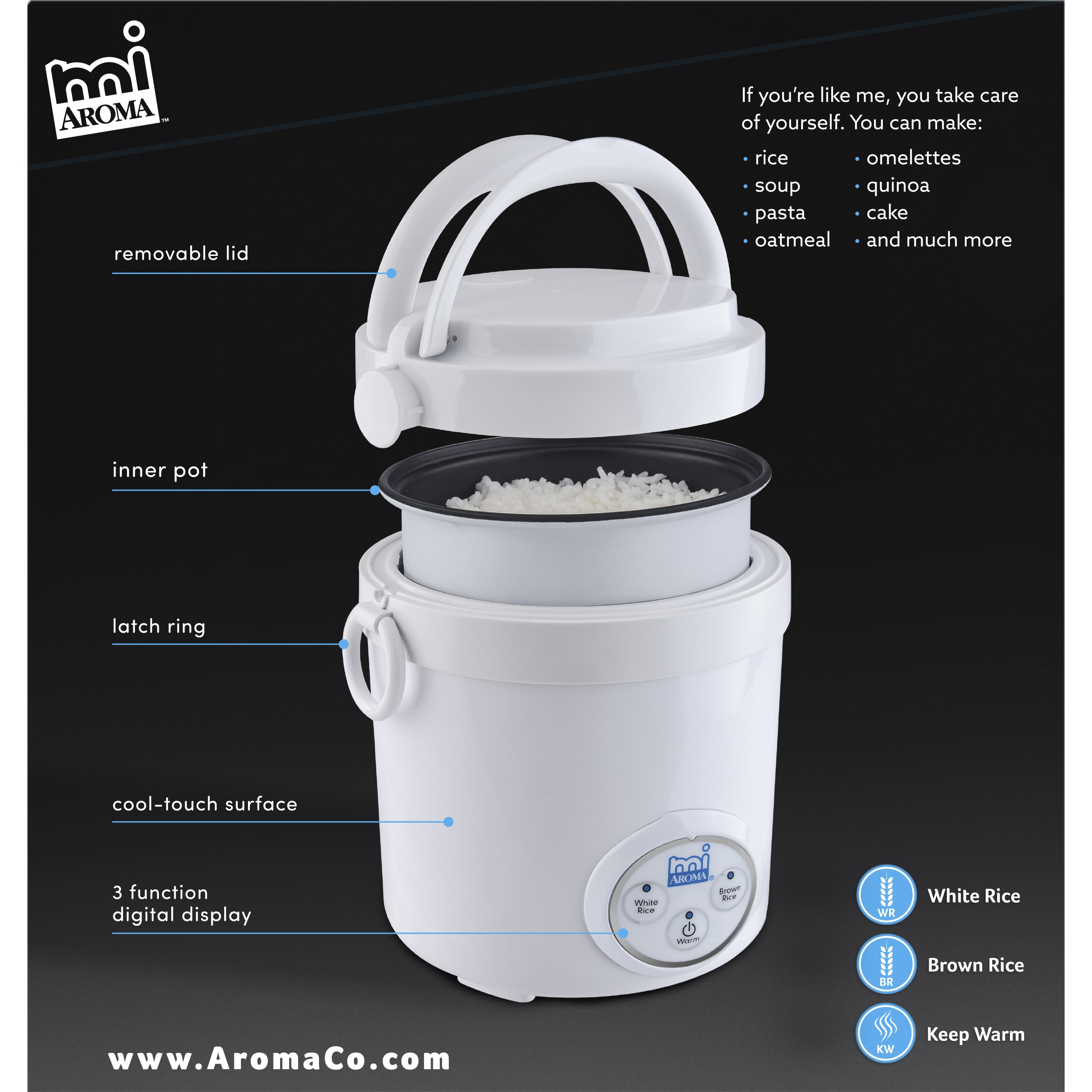 Aroma MRC-903D MI 3-Cup Digital Cool Touch Rice Cooker - On Sale - Bed Bath  & Beyond - 12615683