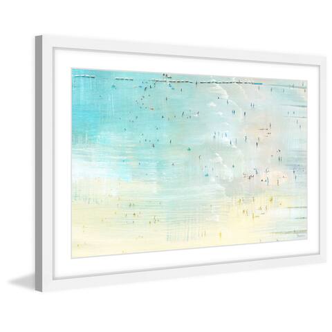 Handmade Parvez Taj - Distant Beachgoers Framed Print