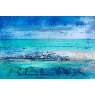 Parvez Taj - 'Blue Relax' Print Wrapped Canvas