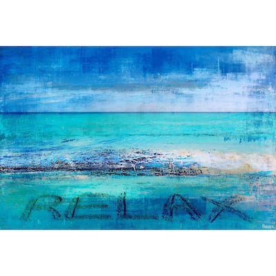 Parvez Taj - 'Blue Relax' Painting Print on Wrapped Canvas