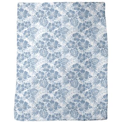 Violet Hibiscus Flower Hawaiian Print Blanket